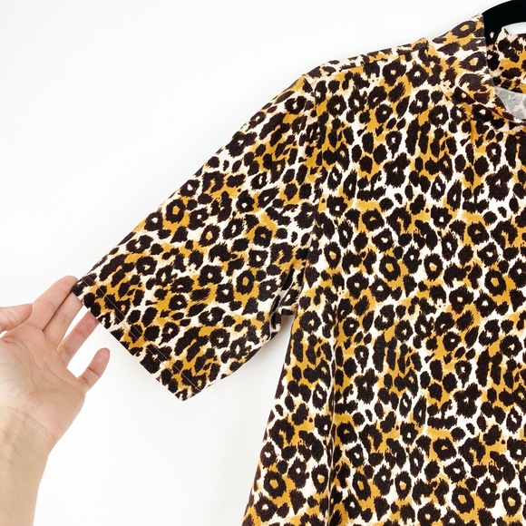 Anthropologie Cheetah Print Mock Turtleneck size L - Picture 4 of 8